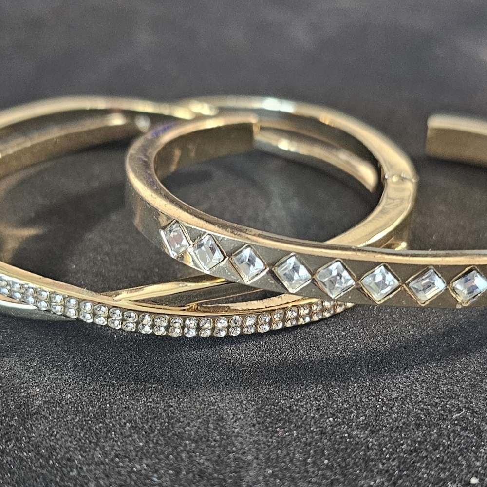 Set of Two Gold and Crystal Bracelets